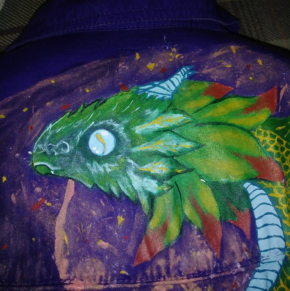 Hand painted 3/4 sleeve jacket